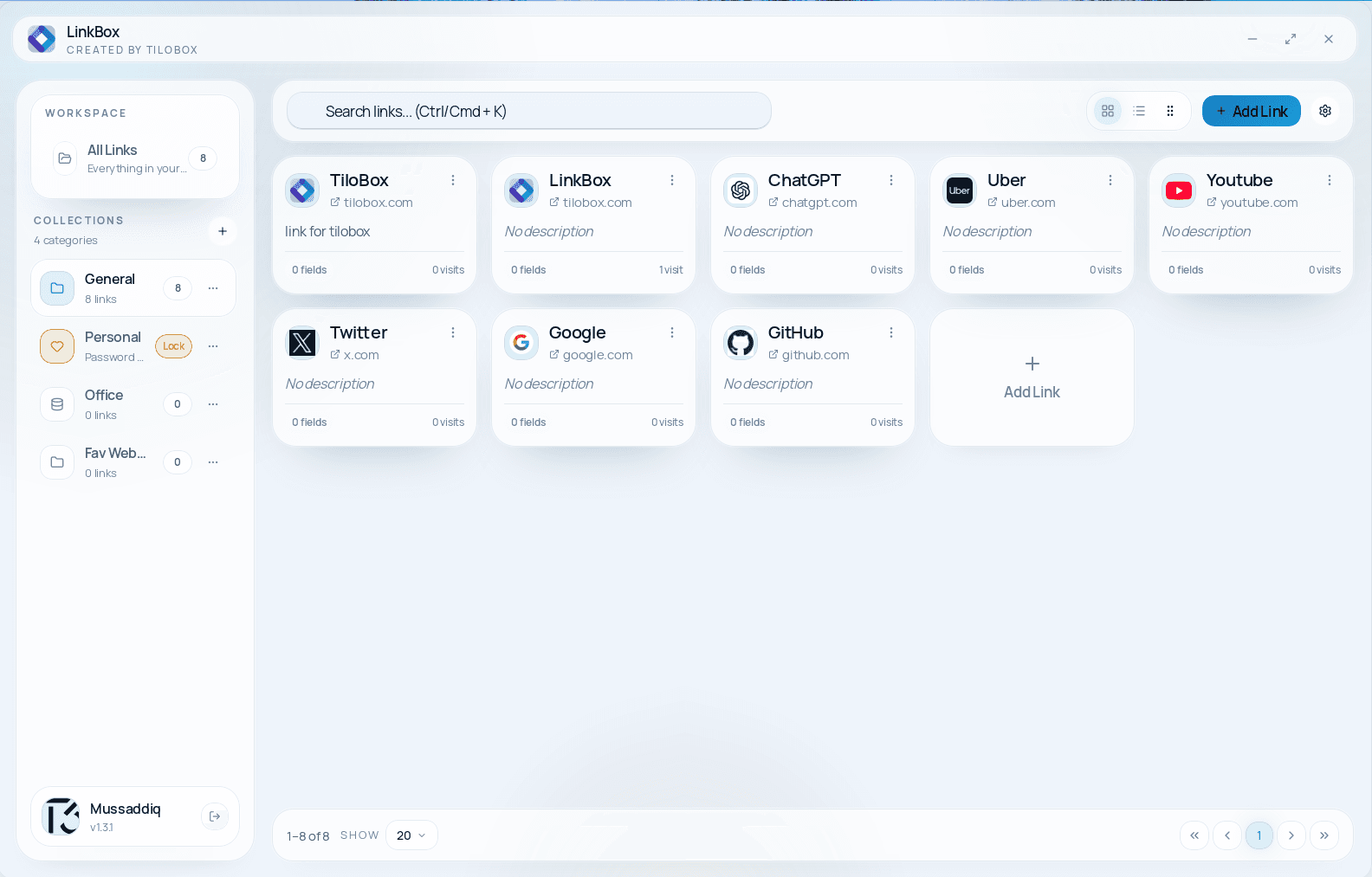 LinkBox dashboard preview used across desktop platforms